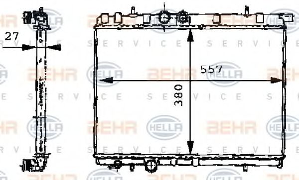 BEHR HELLA SERVICE - 8MK 376 717-534 - Радиатор, охлаждение двигателя (Охлаждение)