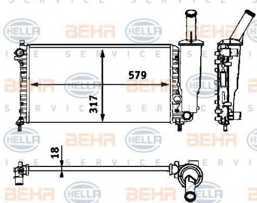 BEHR HELLA SERVICE - 8MK 376 718-581 - Радиатор, охлаждение двигателя (Охлаждение)