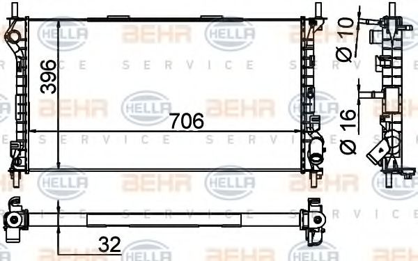 BEHR HELLA SERVICE - 8MK 376 756-581 - Радиатор, охлаждение двигателя (Охлаждение)