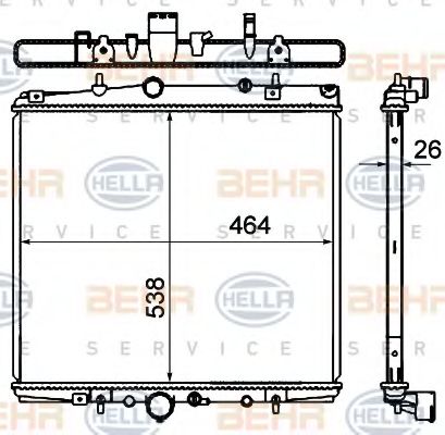 BEHR HELLA SERVICE - 8MK 376 767-111 - Радиатор, охлаждение двигателя (Охлаждение)