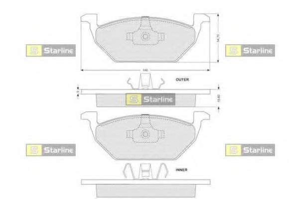 STARLINE - BD S004S - Комплект тормозных колодок, дисковый тормоз