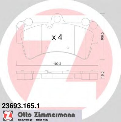 ZIMMERMANN - 23693.165.1 - Комплект тормозных колодок, дисковый тормоз (Тормозная система)