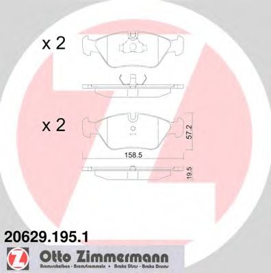 ZIMMERMANN - 20629.195.1 - Комплект тормозных колодок, дисковый тормоз (Тормозная система)