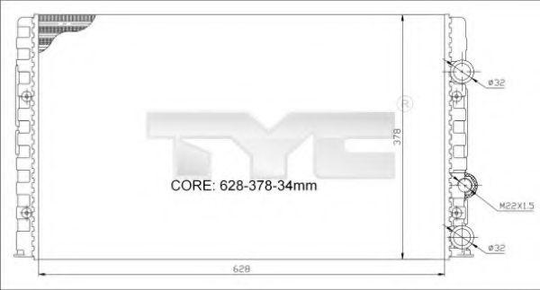 TYC - 702-0023 - Радиатор, охлаждение двигателя (Охлаждение)