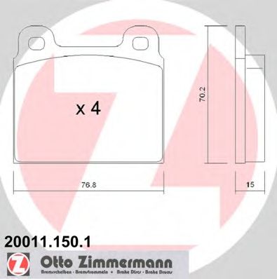 ZIMMERMANN - 20011.150.1 - Комплект тормозных колодок, дисковый тормоз (Тормозная система)