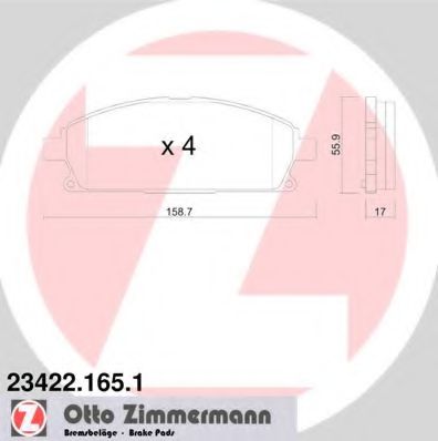 ZIMMERMANN - 23422.165.1 - Комплект тормозных колодок, дисковый тормоз (Тормозная система)