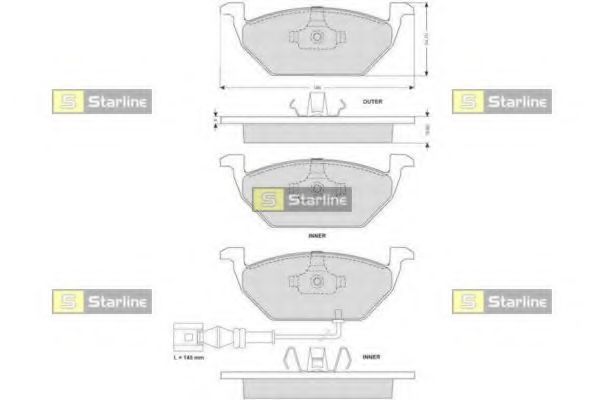 STARLINE - BD S003S - Комплект тормозных колодок, дисковый тормоз