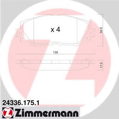 ZIMMERMANN - 24336.175.1 - Комплект тормозных колодок, дисковый тормоз (Тормозная система)