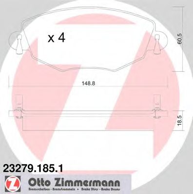 ZIMMERMANN - 23279.185.1 - Комплект тормозных колодок, дисковый тормоз (Тормозная система)