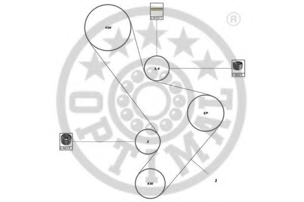 OPTIMAL - SK-1680 - Комплект ремня ГРМ (Ременный привод)