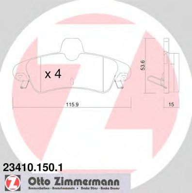 ZIMMERMANN - 23410.150.1 - Комплект тормозных колодок, дисковый тормоз (Тормозная система)