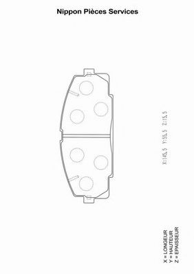 NPS - T360A22 - Комплект тормозных колодок, дисковый тормоз (Тормозная система)