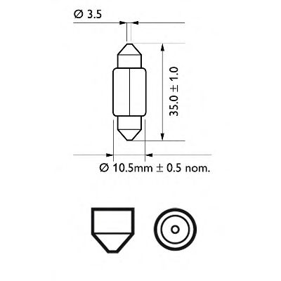 PHILIPS - 12844CP - Лампа накаливания, фонарь освещения номерного знака (Освещение)