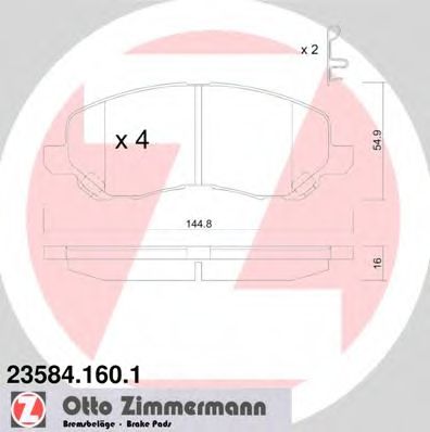 ZIMMERMANN - 23584.160.1 - Комплект тормозных колодок, дисковый тормоз (Тормозная система)