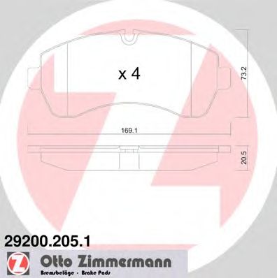 ZIMMERMANN - 29200.205.1 - Комплект тормозных колодок, дисковый тормоз (Тормозная система)