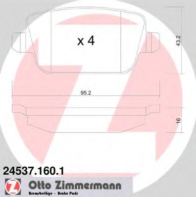 ZIMMERMANN - 24537.160.1 - Комплект тормозных колодок, дисковый тормоз (Тормозная система)