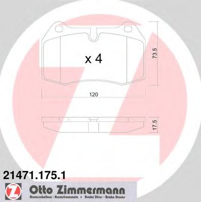 ZIMMERMANN - 21471.175.1 - Комплект тормозных колодок, дисковый тормоз (Тормозная система)