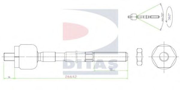 DITAS - A2-5647 - Осевой шарнир, рулевая тяга (Рулевое управление)