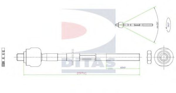 DITAS - A2-5349 - Осевой шарнир, рулевая тяга (Рулевое управление)