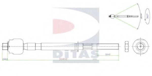 DITAS - A2-5402 - Осевой шарнир, рулевая тяга (Рулевое управление)