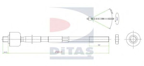 DITAS - A2-5662 - Осевой шарнир, рулевая тяга (Рулевое управление)