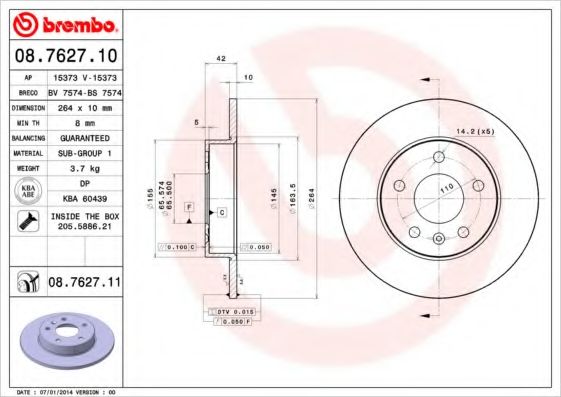 BRECO - BS 7574 - Тормозной диск (Тормозная система)