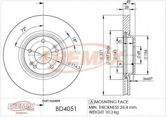 FREMAX - BD-4051 - Тормозной диск (Тормозная система)