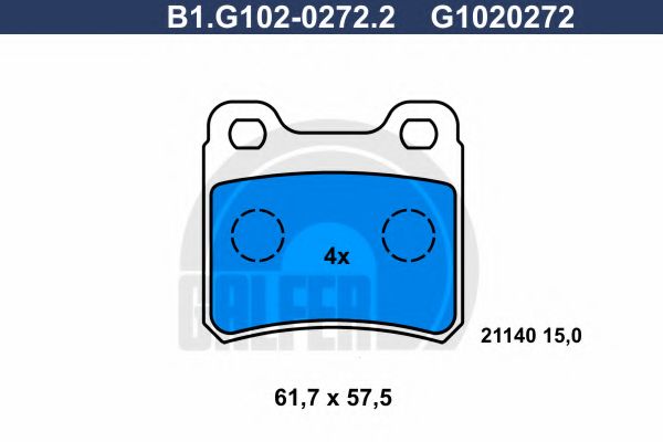 GALFER - B1.G102-0272.2 - Комплект тормозных колодок, дисковый тормоз (Тормозная система)