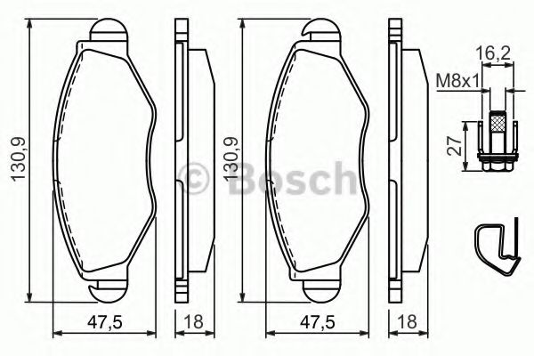 BOSCH - 0 986 494 039 - Комплект тормозных колодок, дисковый тормоз (Тормозная система)