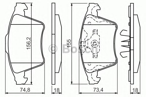 BOSCH - 0 986 494 203 - Комплект тормозных колодок, дисковый тормоз (Тормозная система)