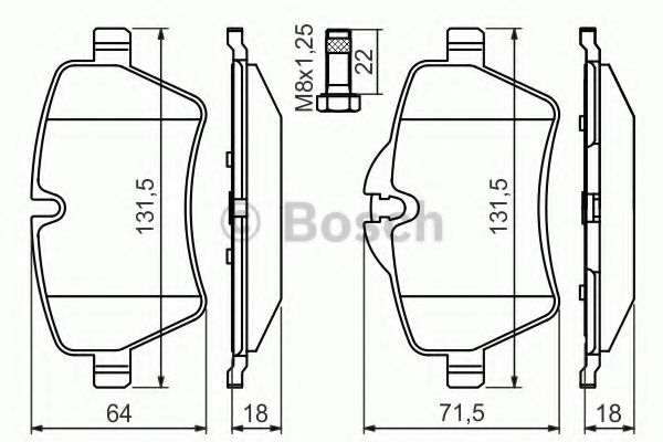 BOSCH - 0 986 494 489 - Комплект тормозных колодок, дисковый тормоз (Тормозная система)