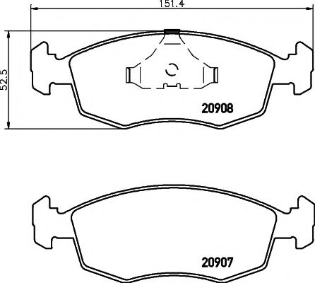 HELLA PAGID - 8DB 355 007-331 - Комплект тормозных колодок, дисковый тормоз (Тормозная система)