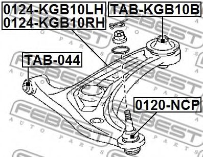 FEBEST - 0124-KGB10LH - Рычаг независимой подвески колеса, подвеска колеса (Подвеска колеса)