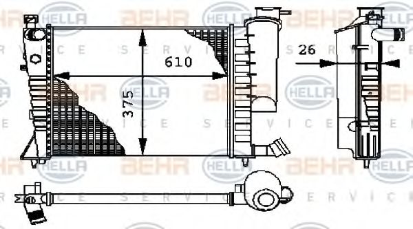 BEHR HELLA SERVICE - 8MK 376 712-611 - Радиатор, охлаждение двигателя (Охлаждение)