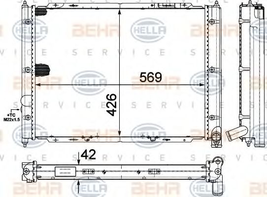 BEHR HELLA SERVICE - 8MK 376 713-631 - Радиатор, охлаждение двигателя (Охлаждение)