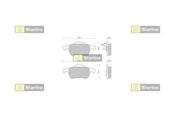 STARLINE - BD S372 - Комплект тормозных колодок, дисковый тормоз