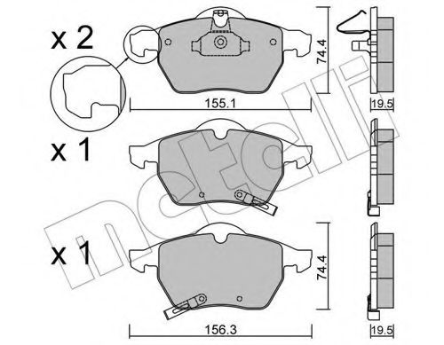 METELLI - 22-0118-2 - Комплект тормозных колодок, дисковый тормоз (Тормозная система)