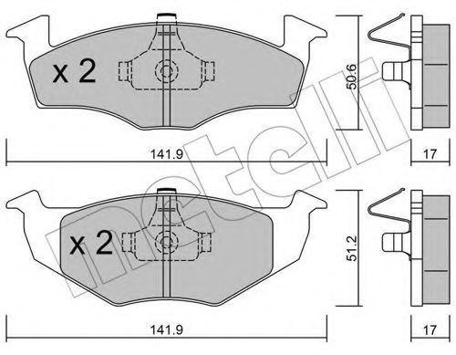 METELLI - 22-0206-0 - Комплект тормозных колодок, дисковый тормоз (Тормозная система)