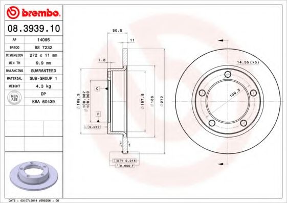 BRECO - BS 7232 - Тормозной диск (Тормозная система)