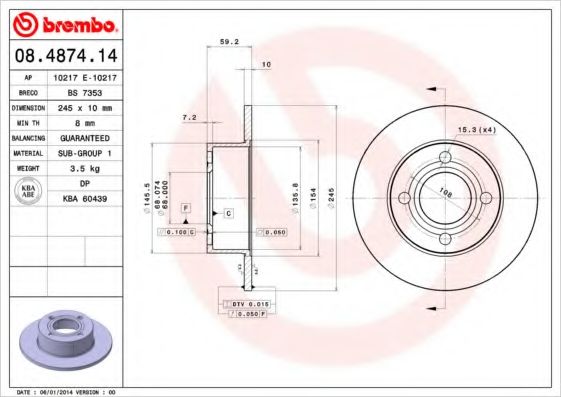 BRECO - BS 7353 - Тормозной диск (Тормозная система)