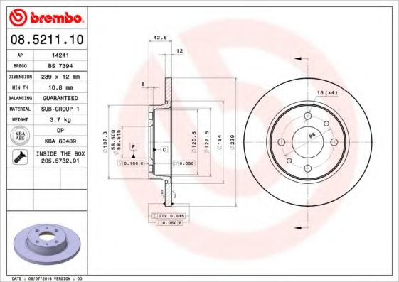 BRECO - BS 7394 - Тормозной диск (Тормозная система)