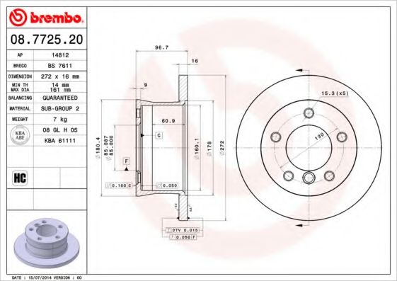 BRECO - BS 7611 - Тормозной диск (Тормозная система)