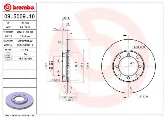 BRECO - BS 7928 - Тормозной диск (Тормозная система)