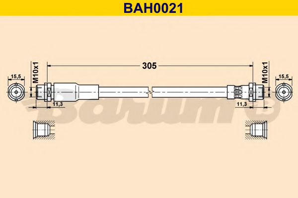 BARUM - BAH0021 - Тормозной шланг (Тормозная система)