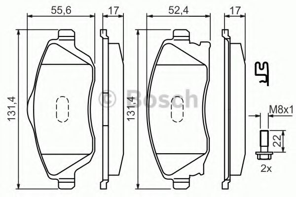 BOSCH - 0 986 424 527 - Комплект тормозных колодок, дисковый тормоз (Тормозная система)