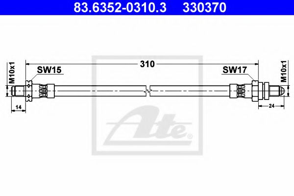 ATE - 83.6352-0310.3 - Тормозной шланг (Тормозная система)