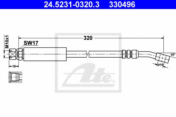 ATE - 24.5231-0320.3 - Тормозной шланг (Тормозная система)