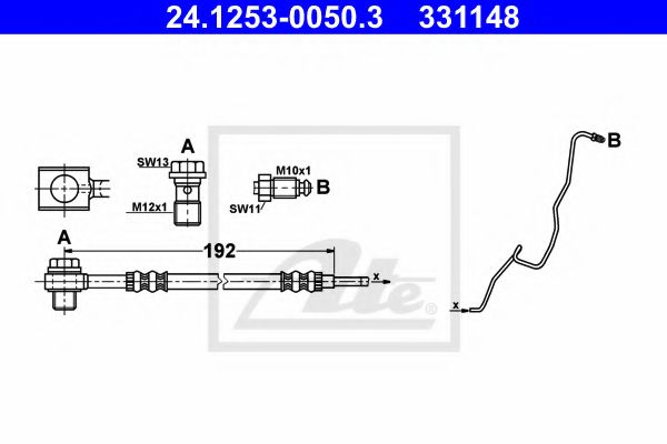 ATE - 24.1253-0050.3 - Тормозной шланг (Тормозная система)