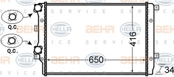 BEHR HELLA SERVICE - 8MK 376 726-701 - Радиатор, охлаждение двигателя (Охлаждение)