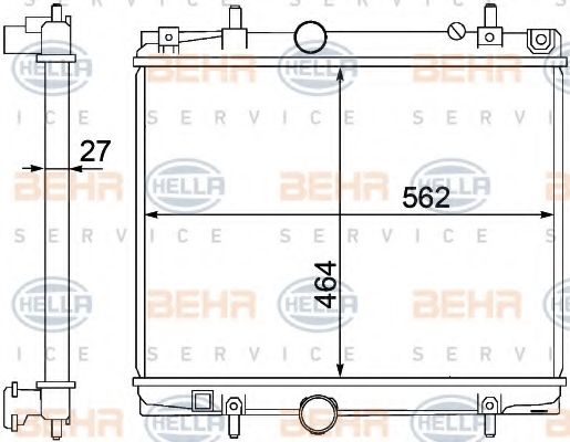 BEHR HELLA SERVICE - 8MK 376 767-141 - Радиатор, охлаждение двигателя (Охлаждение)